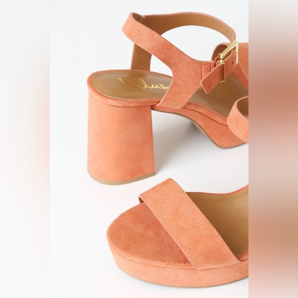 Lulu’s Kimala Ash Coral Suede Platform Heels size 7 EUC - Picture 4 of 4